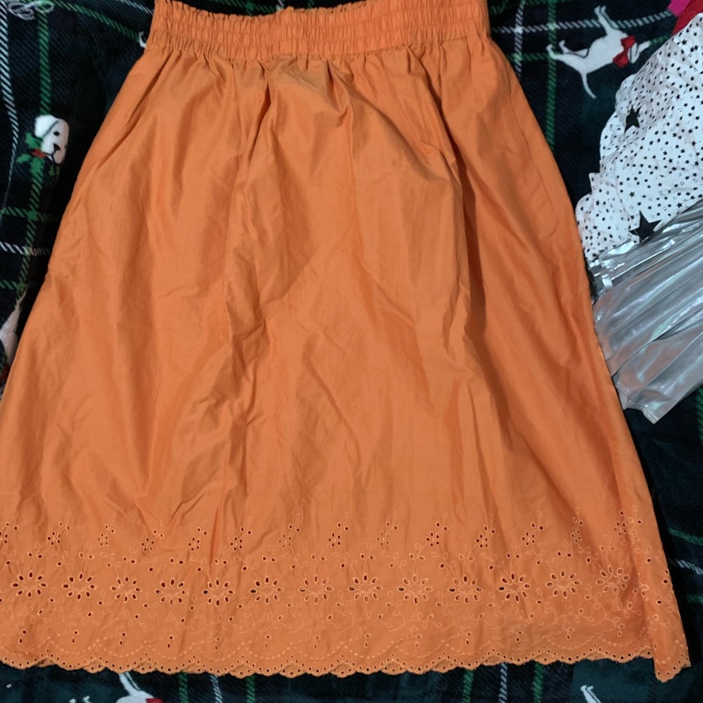 Uniqlo Orange Smocked A-Line Skirt